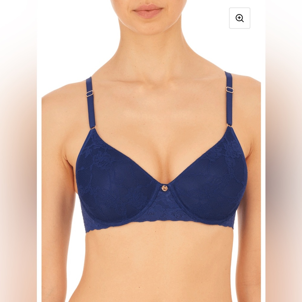 Natori Bliss Allure Contour Underwire Bra 721303 Blue 36 D‎